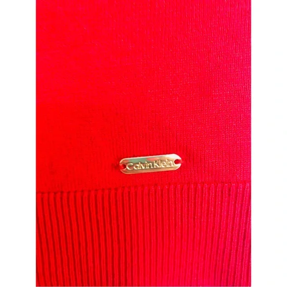 NWT Calvin Klein Sz Medium Red Mock Neck Pullover - Picture 3 of 10